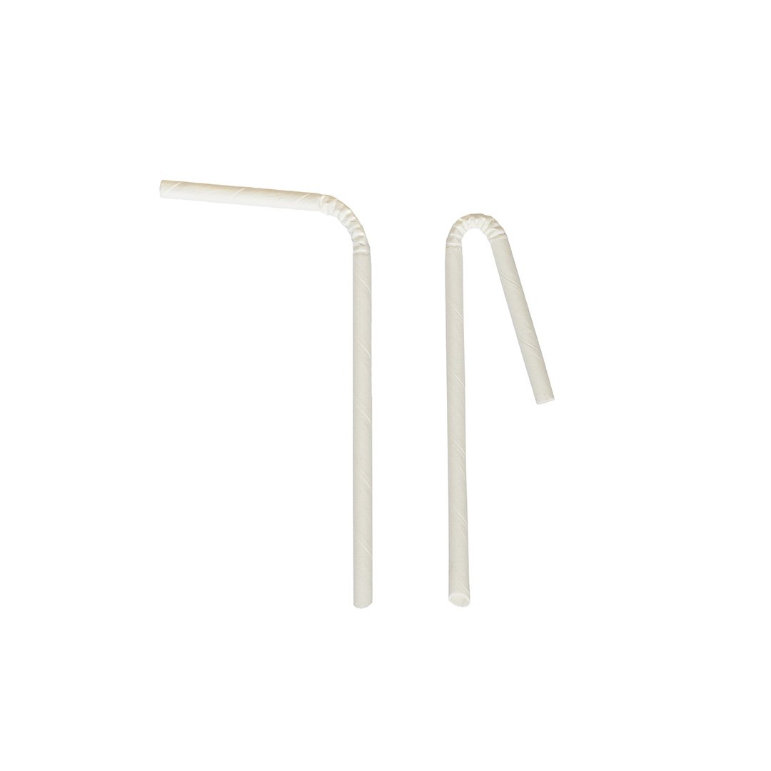 Burgulu Beyaz Kağıt Kokteyl Pipet 4 mm x 15.5 cm
