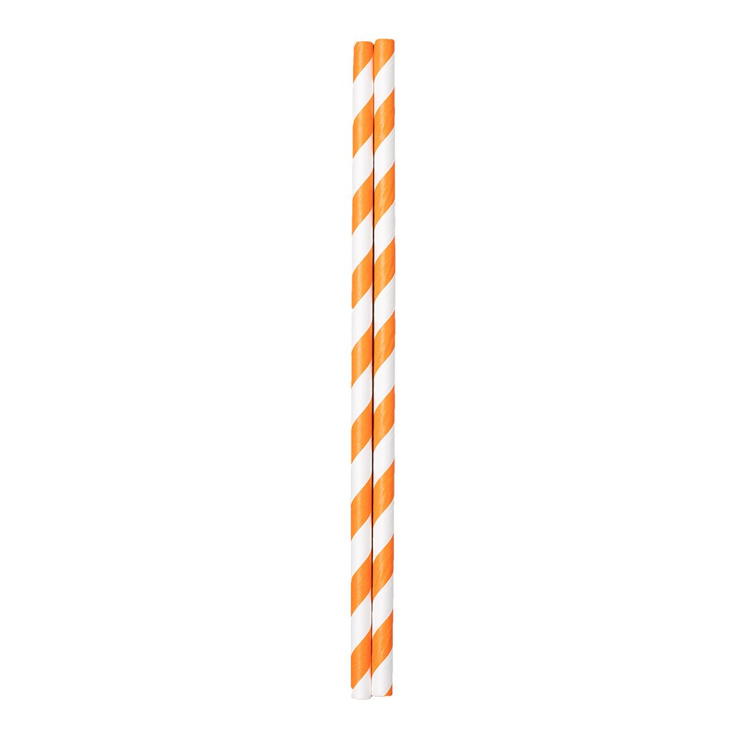 Turuncu Beyaz Kağıt Pipet 6 x 197 mm